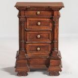 Diminutive Italian Four-drawer Walnut Cabinet