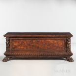 Renaissance Revival Carved Walnut and Burlwood-veneer Cassone