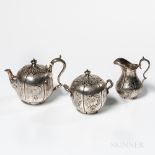 Three-piece Coin Silver Tea Service