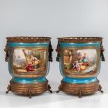 Pair of Sevres-style Bronze-mounted Cache Pots