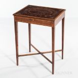 George III Mahogany and Mahogany- and Satinwood-veneered Inlaid Worktable