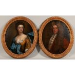 School of Sir Peter Lely (British, 1618-1680) Pair of Oval Pendant Portraits