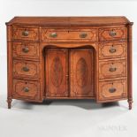 Edwardian Satinwood-veneered Bow-front Sideboard with Butler's Desk