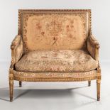 Louis XVI-style Giltwood and Tapestry-upholstered Canape