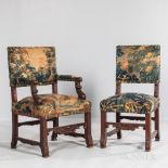 Set of Twelve Renaissance Revival Oak Tapestry Upholstered Chairs