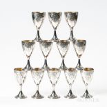 Twelve Georgian-style Silver Goblets