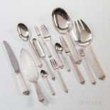 Georg Jensen "Pyramid" Pattern Sterling Silver Flatware Service