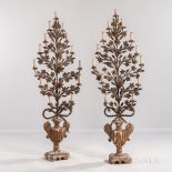 Pair of Wrought Iron Floor-standing Candelabra