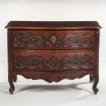 French Provincial Walnut Bow-front Commode