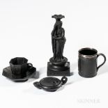 Four Wedgwood Black Basalt Items