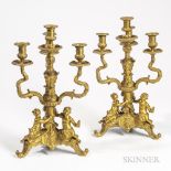 Pair of Gilt-bronze Figural Four-light Candelabra