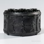 Wedgwood Black Basalt D-shaped Crocus Pot and Cover