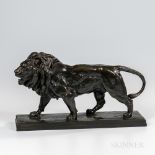 Antoine-Louis Barye (French, 1795-1875) Bronze Figure Lion qui Marche