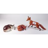 Two Beswick foxes and another Old Fenton one by Peter Scott