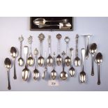 A collection of decorative silver teaspoons 277g