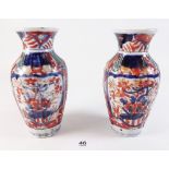 A pair of Imari vases - 14.5cm tall