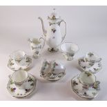 A Royal Doulton early 20th century coffee set with fruit decoration No 3685, comprising: coffee pot,