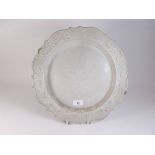 An early 19th century circular creamware tray with basket weave border - 35cm dia