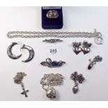 A box of silver jewellery