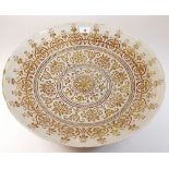 A large 19th century Persian glass dish with scrollwork decoration - 44cm