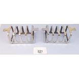 A pair of Mappin & Webb small silver toast racks, Sheffield 1935 - 98g