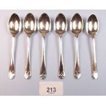 A collection of six silver spoons with golfing finials, 80g