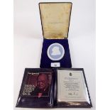 A Wedgwood Jasperware plaque to commemorate the birth of Churchill - limited edition 621/1000 -