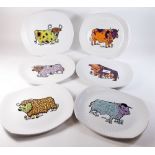 A set of six Beefeater 'Steak and Grill' plates decorated bulls