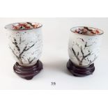 Two Japanese studio pottery beakers 8cm tall