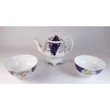 A Victorian Gaudy Welsh tea service comprising teapot, eight cups and saucers, three cake plates,