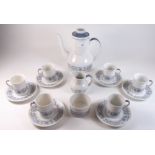 A Royal Doulton Cranbourne coffee set comprising: coffee pot, six cups and saucers, milk and