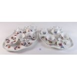 Two Crown Staffordshire miniature teasets on trays