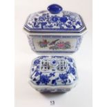 A Chinese rectangular box painted bird 20cm wide and a smaller pot pourri box