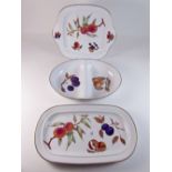 Two Royal Worcester Evesham serving plates and a Herbs entre dish