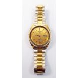 A Seiko gentlemans stainless steel and gold plated wrist watch