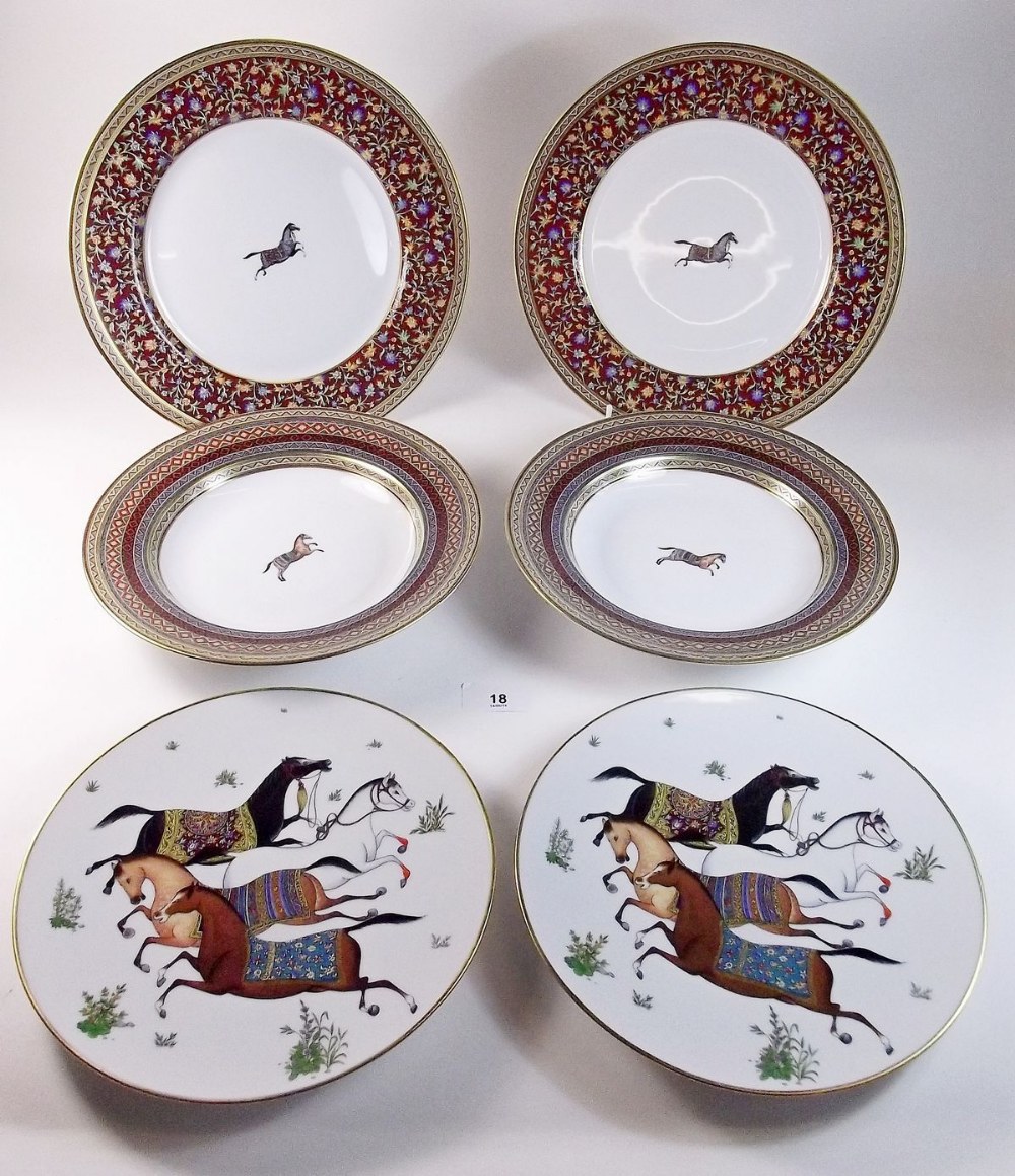 A Hermes tea and dinner service 'Cheval D'Orient' comprising: eight tea cups and saucers, eight
