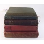 A group of old books including the Football Encyclopedia edited by Frank Johnston, English Folklore,