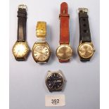 Five vintage mechanical watches including Smiths, Montine, Seiko and Rotary