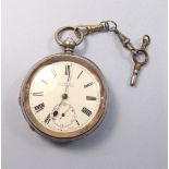 A Samuel silver pocket watch with key