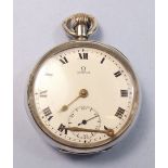 A silver Omega pocket watch