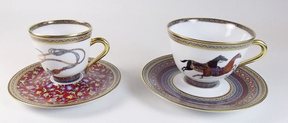 A Hermes tea and dinner service 'Cheval D'Orient' comprising: eight tea cups and saucers, eight - Image 2 of 4