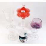 A group of coloured and clear glass including Murano