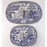 Two 19th century blue and white strainer plates