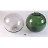 Two antique glass fishing floats