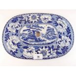 A Victorian blue and white drainer Leopard and Gazelle pattern