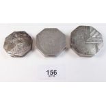 Three various continental silver compacts, marked 875