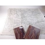 Three vintage French linen backed maps including Rouen etc