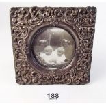 A square silver embossed photograph frame - Birmingham 1900 - 9.5cm