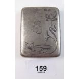 A French silver snuff box with Art Nouveau stylised floral decoration, 54g, marked 84