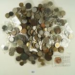 A quantity of 19th and 20th century world coins with some silver content. Countries include: